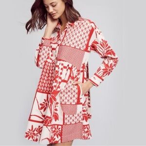 Maeve by Anthropologie Printmaker Poplin Print Shirt Dress